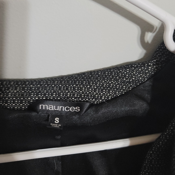 Maurices Blazer Size Small Black With Tattered Feminine Trim Grosgrain Ribbon - Picture 2 of 3